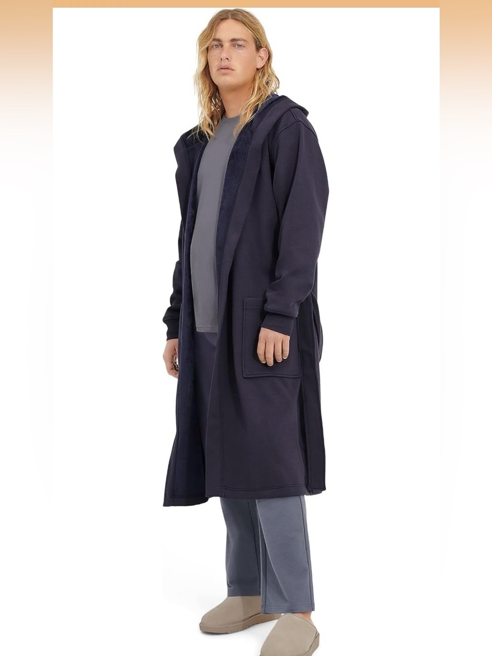 UGG Leeland robe hooded bath robe lounge pajamas navy blue sz m/l